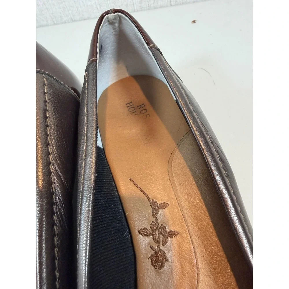 Ros Hommerson Bonze Metallic Brown Low‎ Wedge Kitten Heel Shoes 7 medium
